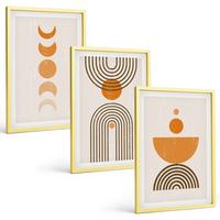 BILDER SET 3er Set - 40x60 cm Goldrahmen - Boho-minimalistische Dekorationen - Goldfarben, Kunststoff (40/60cm) - TULUP