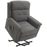 FERNSEHSESSEL mit Aufstehhilfe, Grau - Schwarz/Grau, Textil/Metall (87/108/92cm) - HOMCOM