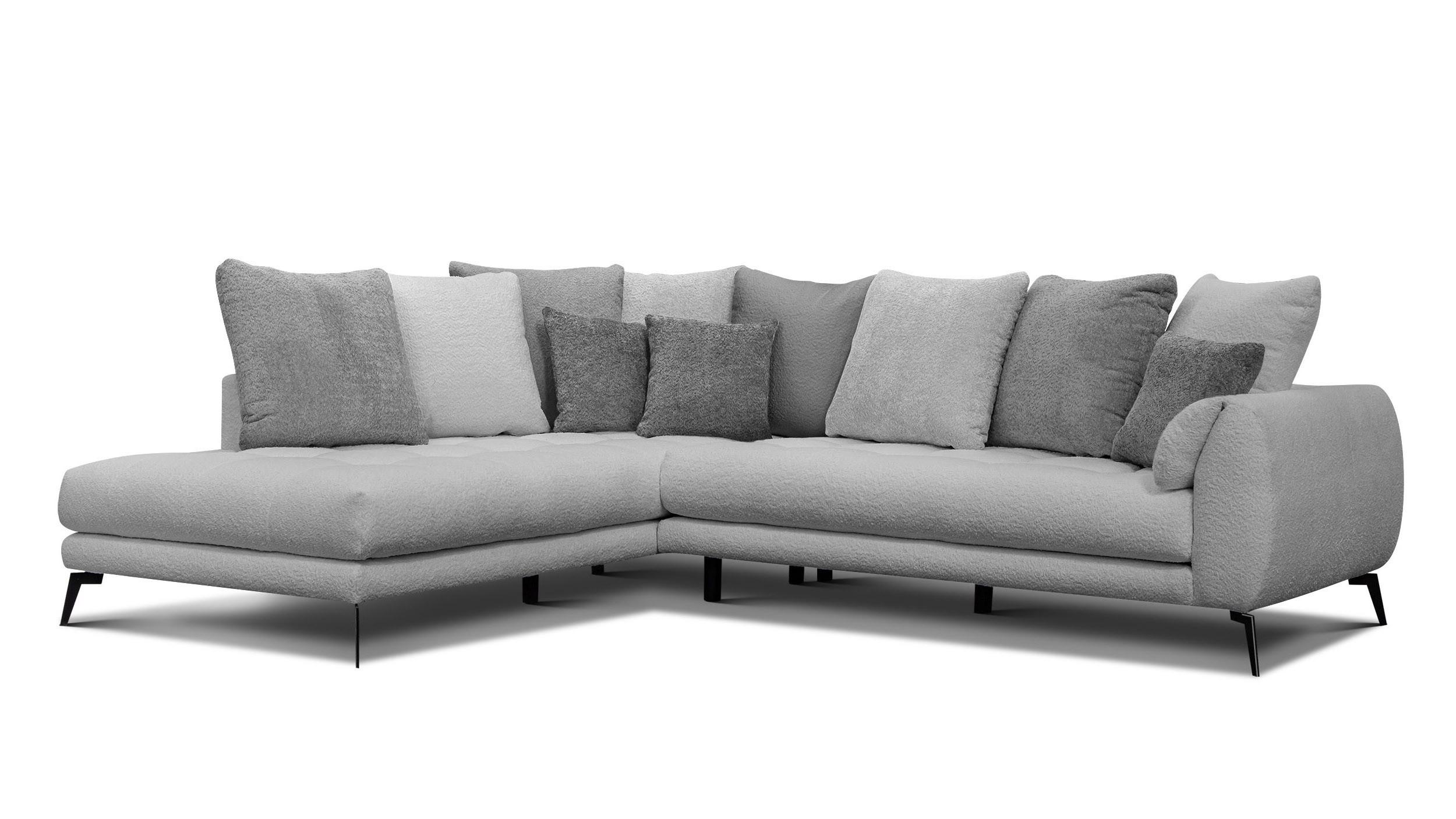 ECKSOFA CALME 5-Sitzer, hellgrau und dunkelgrau - Dunkelgrau/Schwarz, Holz/Textil (294/229cm) - Wozimo