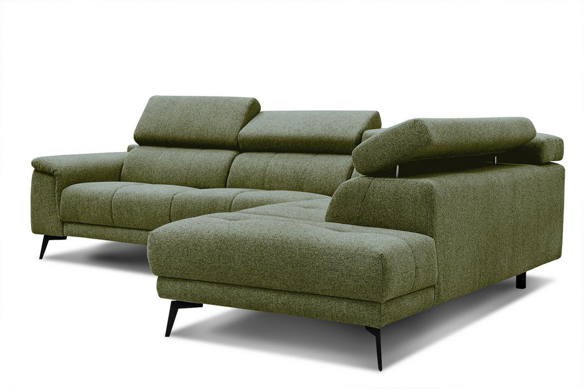 ECKSOFA FIERO 5-Sitzer, olivgrün - Schwarz/Olivgrün, Holzwerkstoff/Textil (290/228cm) - Wozimo