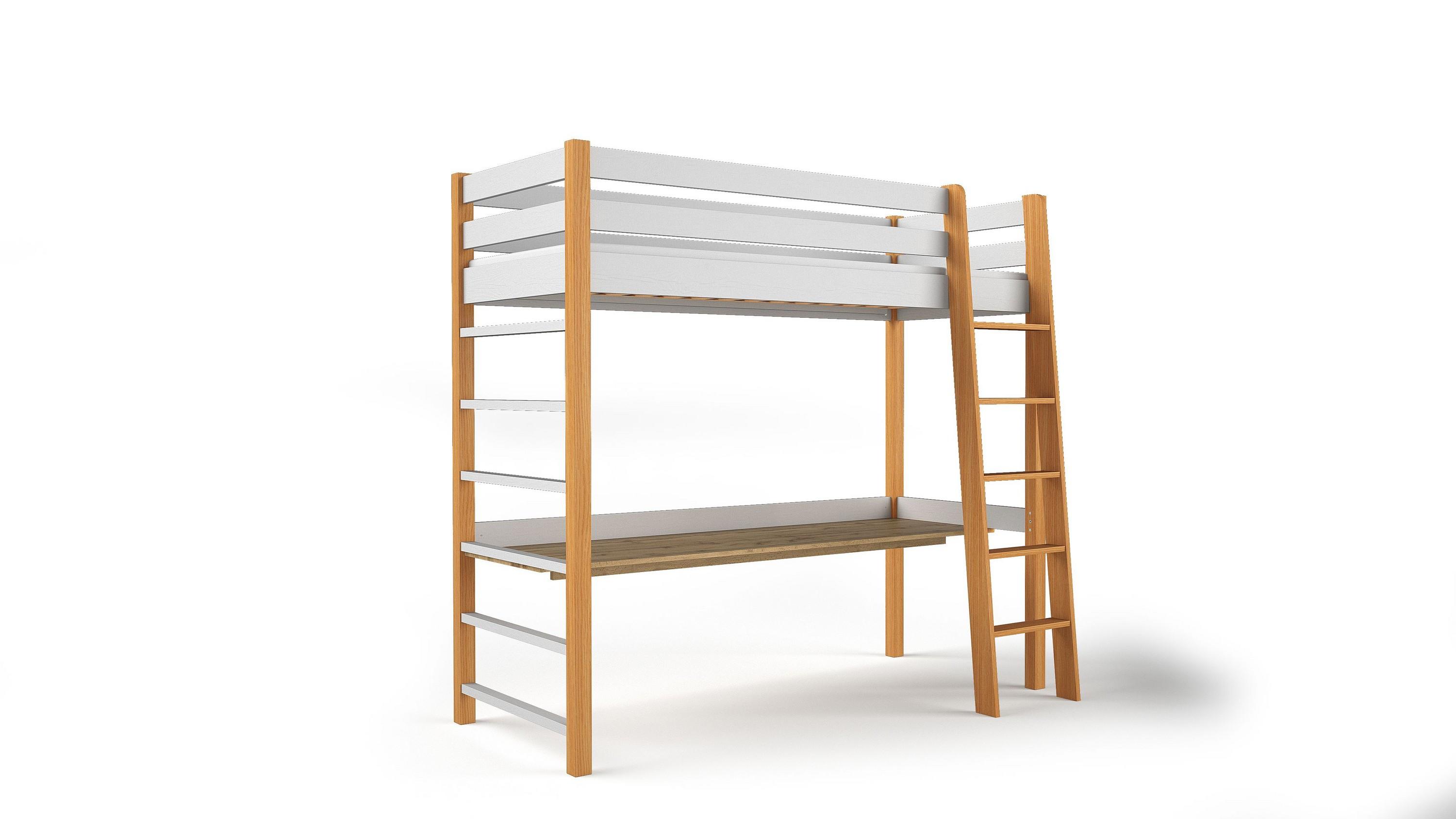 ETAGENBETT NICOLO 80x190 cm Weiß - Eichefarben/Weiß, Holz (80/190cm) - MASSENO