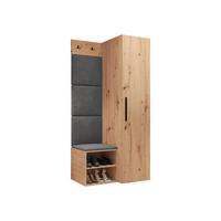 GARDEROBEN-SET Medi III - Schwarz/Eiche Artisan, Holzwerkstoff/Kunststoff (40/191/50cm) - MIRJAN24
