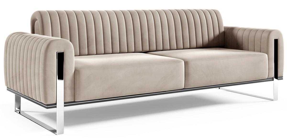 SOFA Parissa 228 cm - Ecru/Silberfarben, Textil/Metall (228/79/92cm) - Selsey