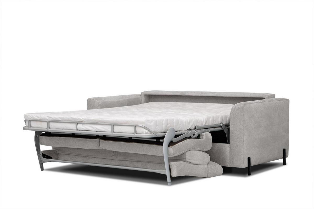 SOFA MEZO 3-Sitzer mit Schlaffunktion, beige - Beige/Schwarz, Holz/Textil (232/90/107cm) - Wozimo
