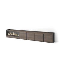 LOWBOARD, Dunkler Eiche und Schwarz, 315/35/50cm, Kamin mit Feuereffekt XXL - Dunkelbraun, Holzwerkstoff (315/50/35cm) - Skraut Home
