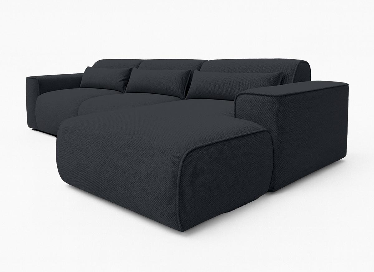 ECKSOFA L Form Ruyam Dunkelgrau 310/165/78 cm – Schlaffunktion Rechts - Schwarz, Kunststoff/Textil (310/170cm) - AX Living