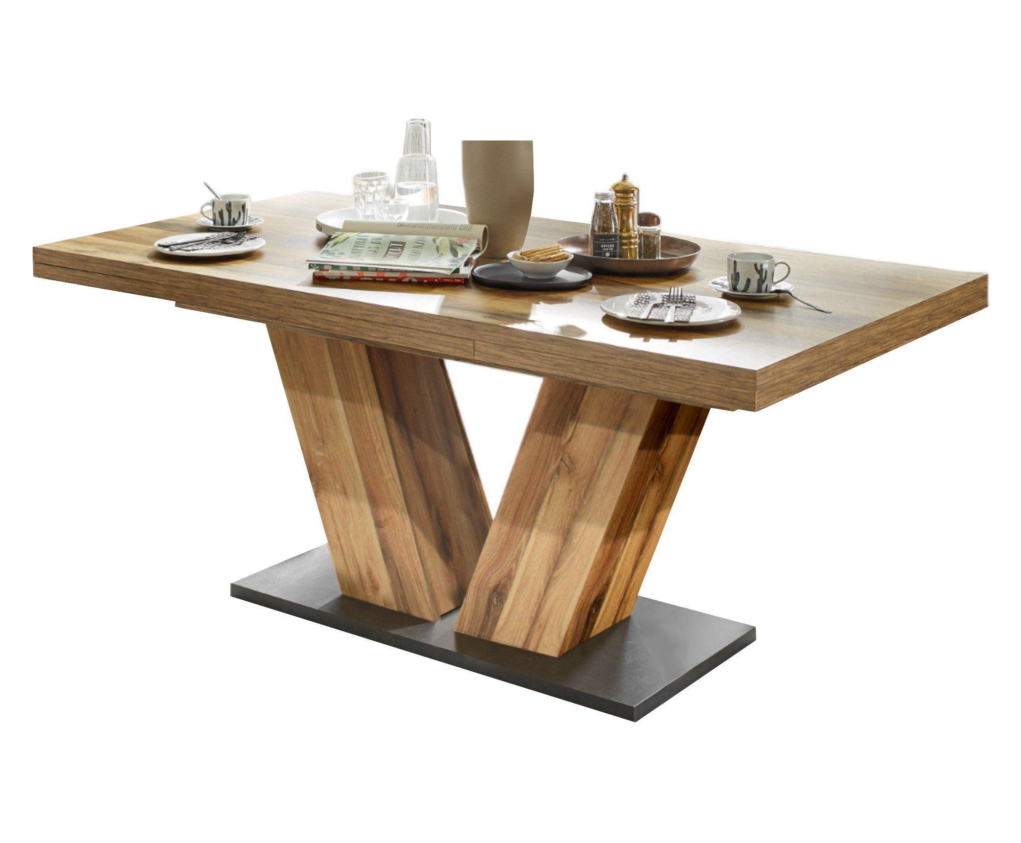 ESSTISCH ausziehbar Elena 160x90x76 Plankeneiche - Dunkelbraun, Holzwerkstoff (160/90/76cm) - 58aufmkessel