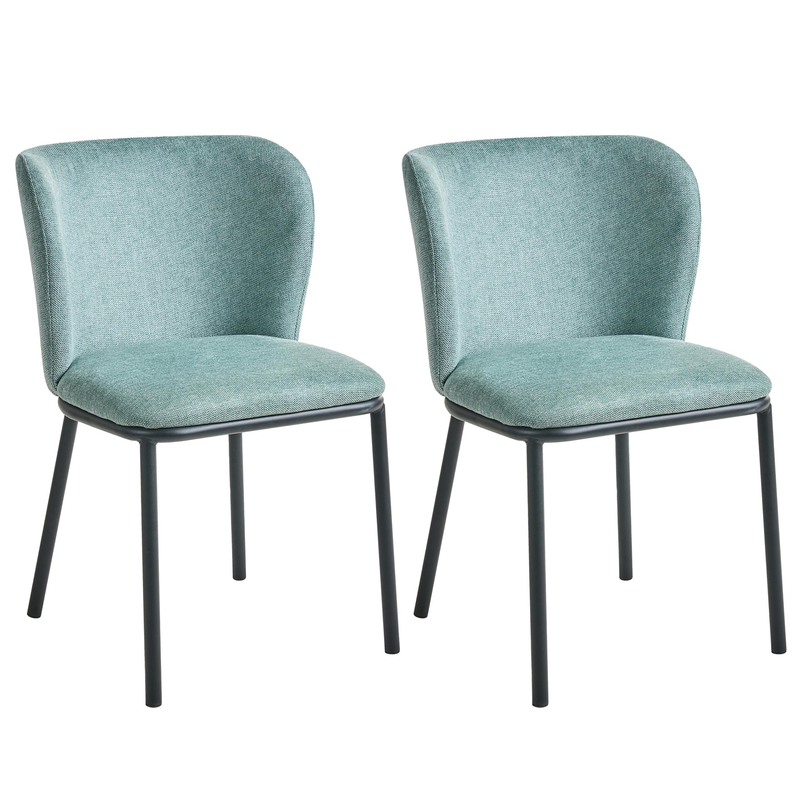 ESSZIMMERSTUHL 2er-Set Mintgrün Artesia - Schwarz/Mintgrün, Textil (51/81/49cm) - Beliani