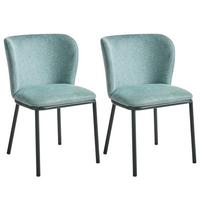 ESSZIMMERSTUHL 2er-Set Mintgrün Artesia - Schwarz/Mintgrün, Textil (51/81/49cm) - Beliani