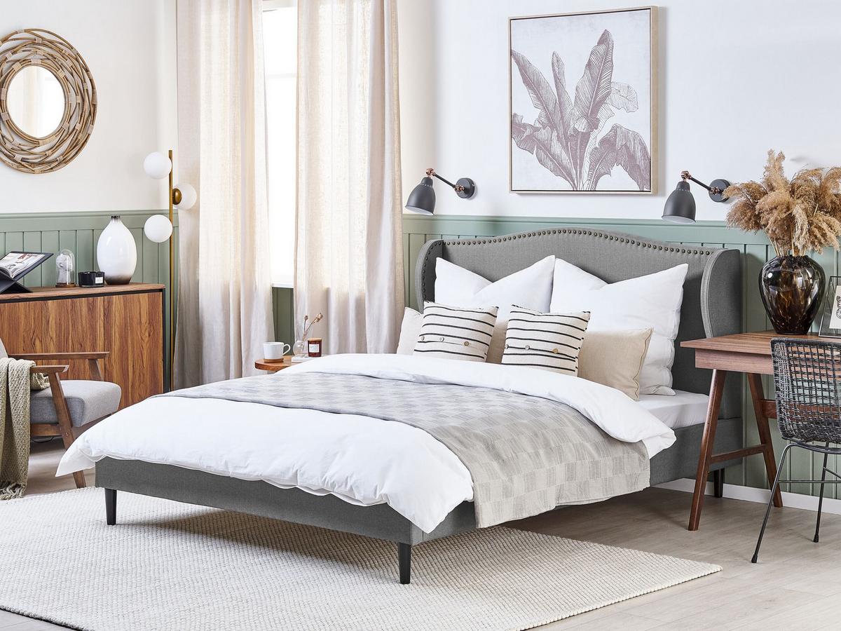 POLSTERBETT 160/200cm Grau Colmar - Grau, Textil (160/200cm) - Beliani