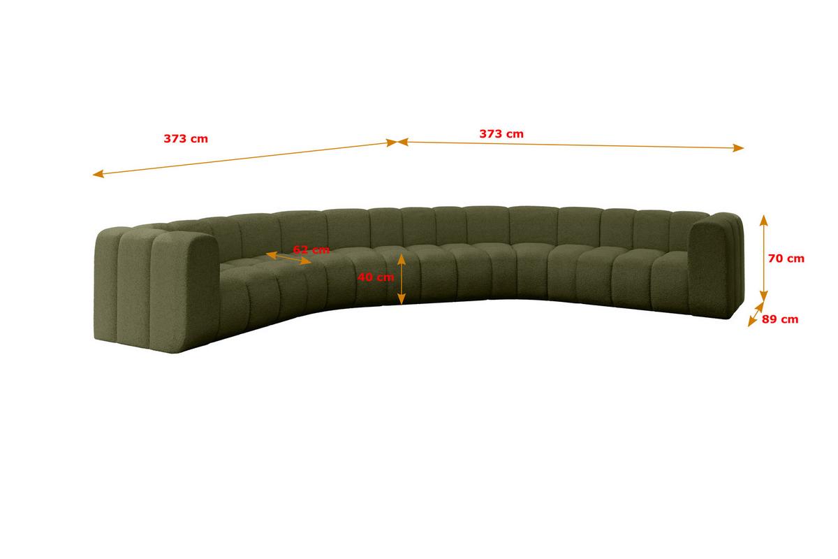WOHNLANDSCHAFT modulares Sofa Lazro-U1 - 373x373x70 cm Grün - Grün, Holzwerkstoff/Textil (373/70/373cm) - ALTDECOR