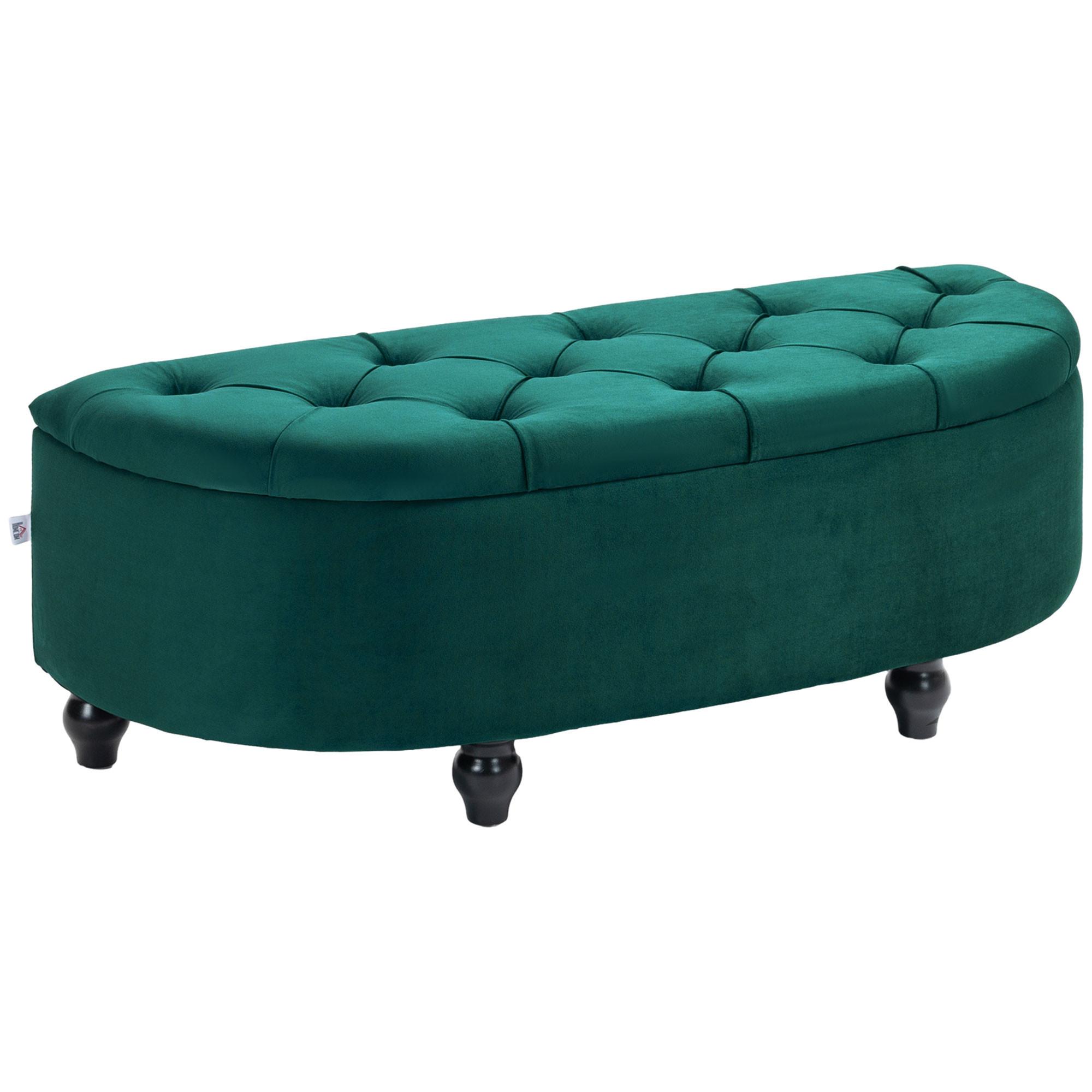 TRUHENBANK Velvet-Touch Dunkelgrün - Dunkelgrün/Schwarz, Holz/Kunststoff (45/45/118cm) - HOMCOM