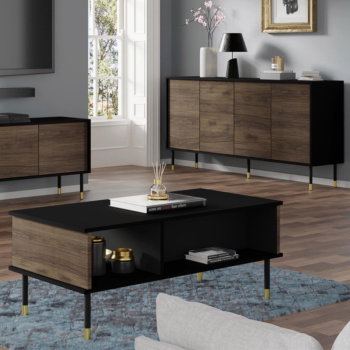 COUCHTISCH Rani Holz und Schwarz - Schwarz, Holzwerkstoff (55/110/45cm) - Petits-meubles