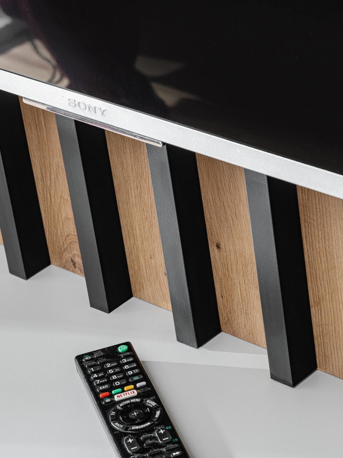 WOHNWAND grau, Artisan Eiche 180 cm, Schrankwand mit Wandpaneel, Push-to-Open - Eiche Artisan/Grau, Holzwerkstoff (180/148/35cm) - Furn.Design