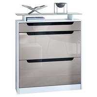 SCHUHSCHRANK Fiesta Sandgrau Hochglanz / Schwarz Hochglanz - Sandfarben, Holzwerkstoff (89/104/23cm) - Vladon