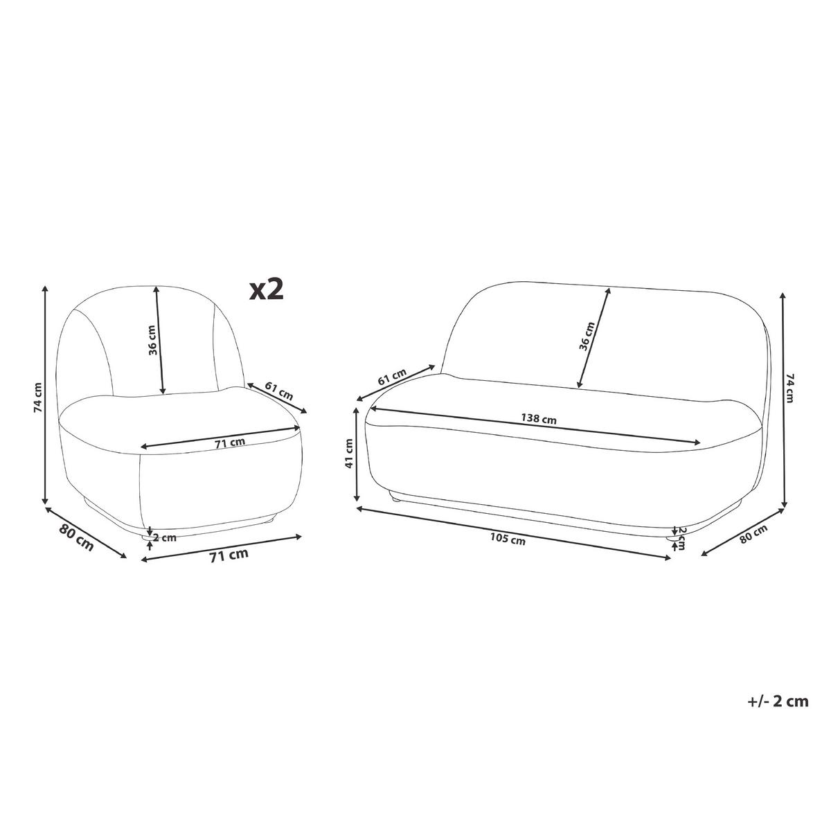 SOFA-SET 4-Sitzer Stoff Hellgrün Lovberg - Hellgrün/Grün, Textil (105/74/80cm) - Beliani