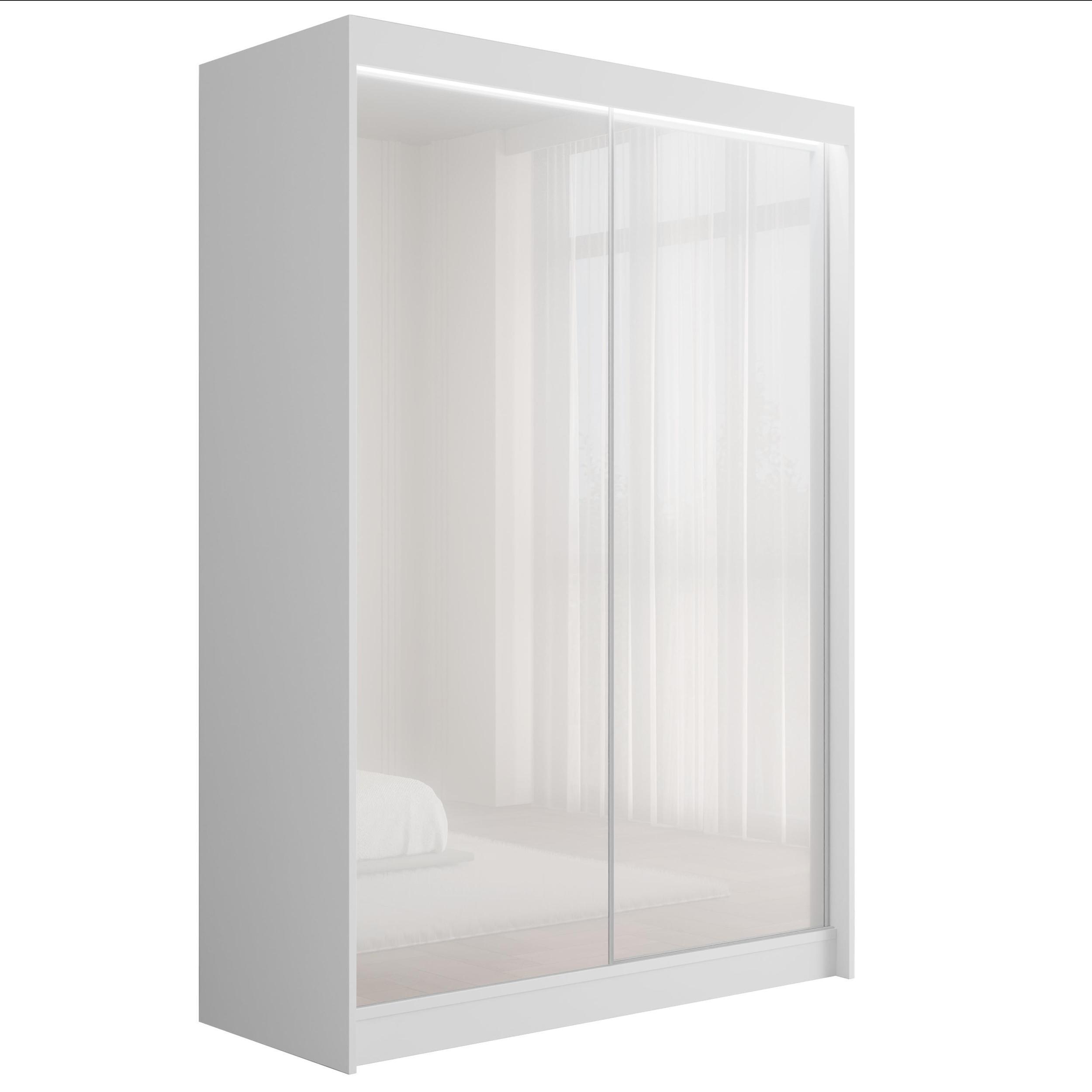 KLEIDERSCHRANK PEKA mit LED - 150 cm - Weiß - Weiß, Holzwerkstoff (150/215/61cm) - ALTDECOR