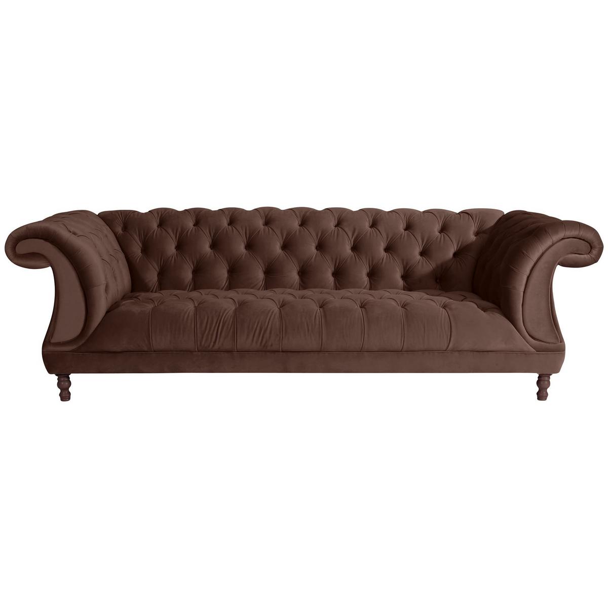 CHESTERFIELD Sofa 3-Sitzer Kaylin Samtvelours braun - Braun, Kunststoff (253/80/100cm) - 58aufmkessel