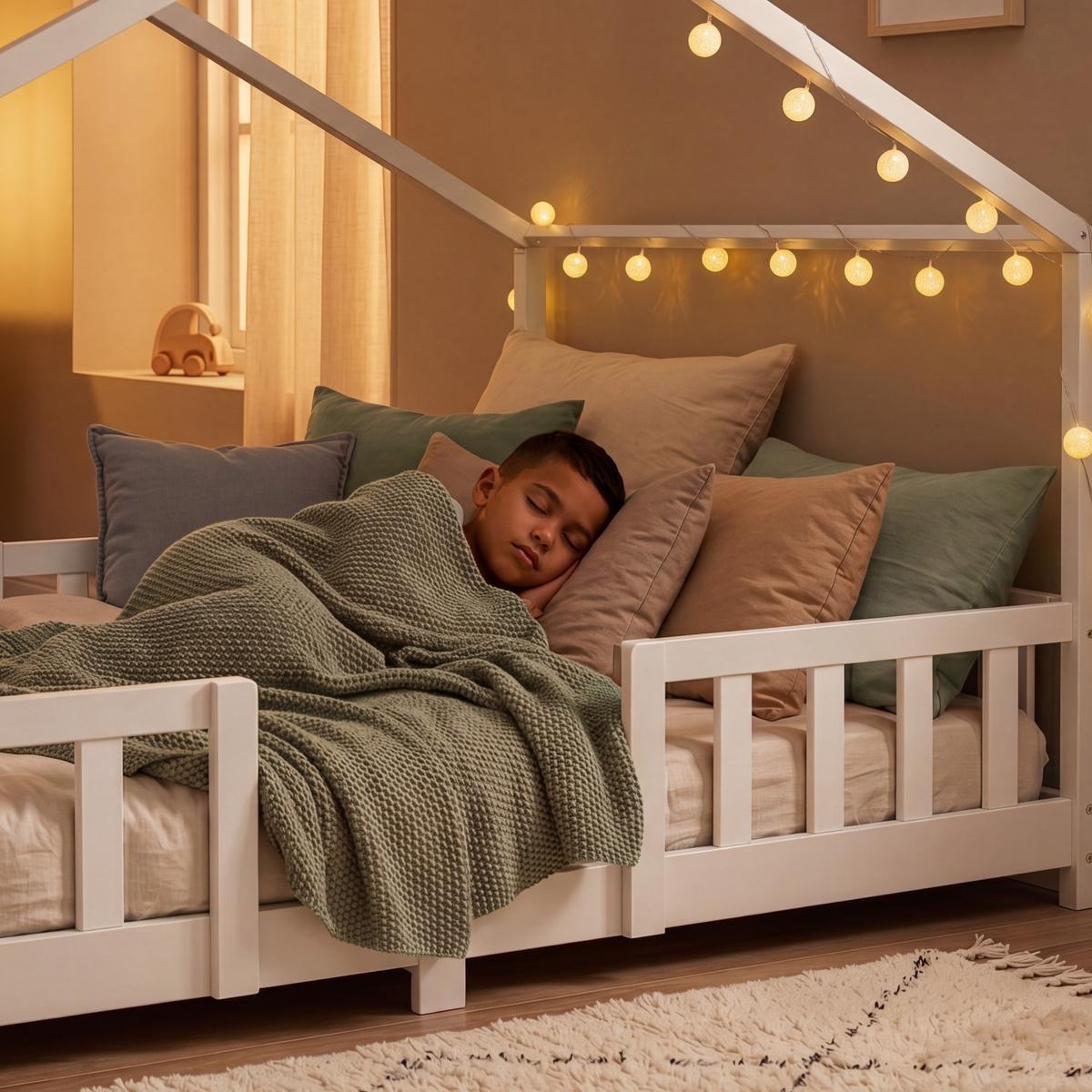HAUSBETT Treviolo - Weiß, Holz (140/200cm) - [en.casa]