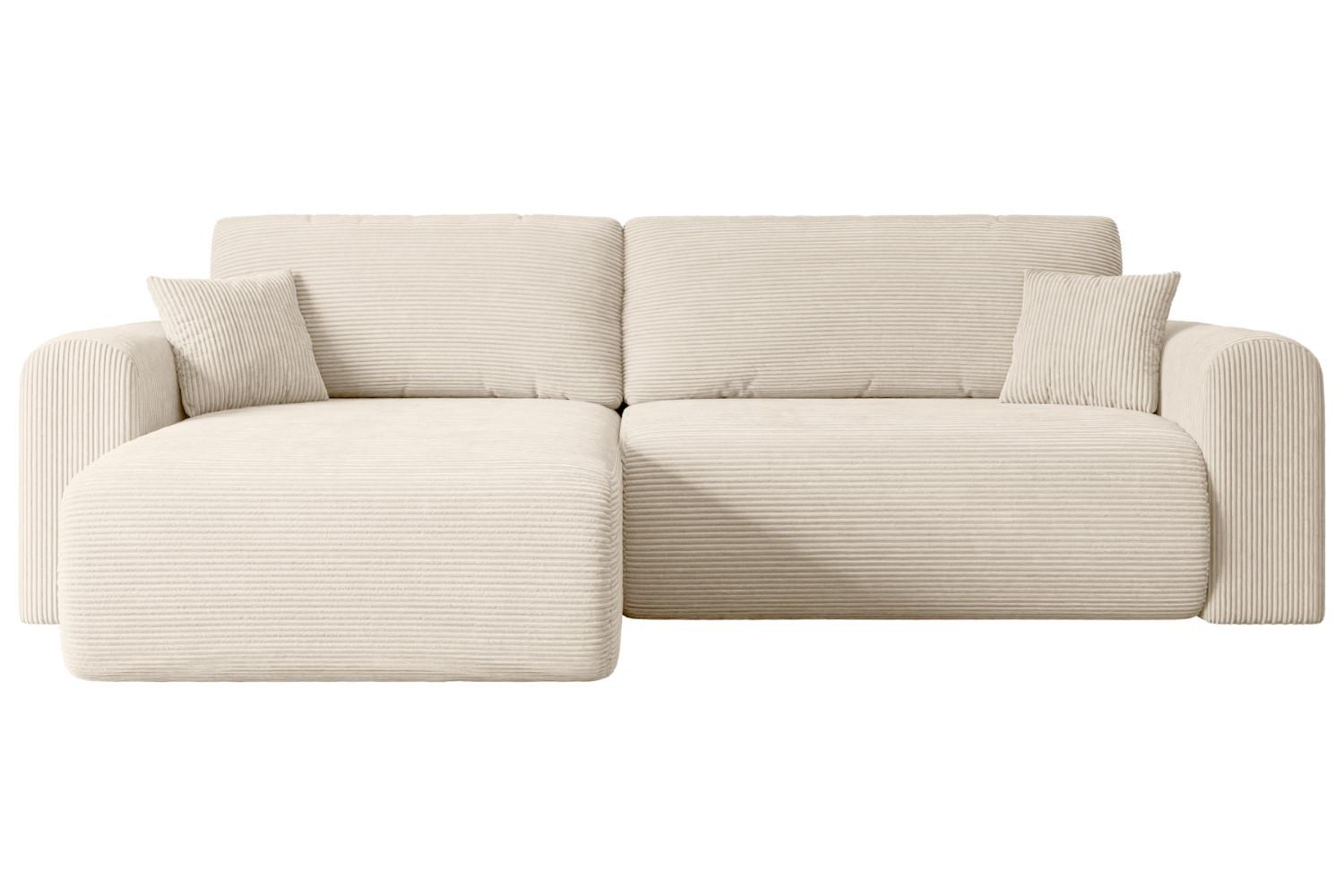 ECKSOFA mit Schlaffunktion und Bettkasten ORRO-L - 272x145x83 cm Beige Cord - Beige/Schwarz, Holzwerkstoff/Kunststoff (272/145cm) - ALTDECOR