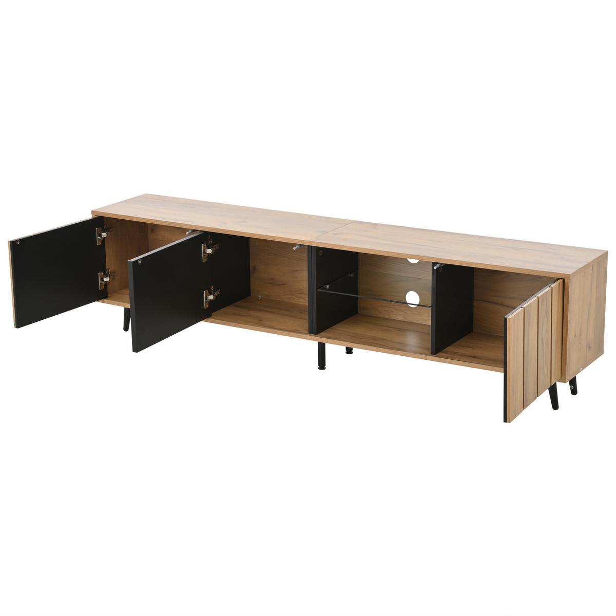 TV-LOWBOARD Holzoptik mit Türen und Fächern - Eichefarben, Holzwerkstoff/Metall (175/45/32cm) - Urban Meuble