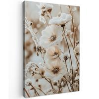 LEINWANDBILD Blumen - Winter - Weiß - Schnee - Beige Deko XXL 80x120 cm - Creme, Textil (80/120cm) - MuchoWow