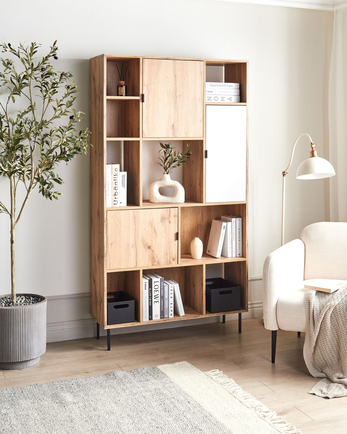 REGAL mit 5 Ebenen 185 cm Hellbraun Amos - Braun, Holzwerkstoff (100/185/35cm) - Beliani