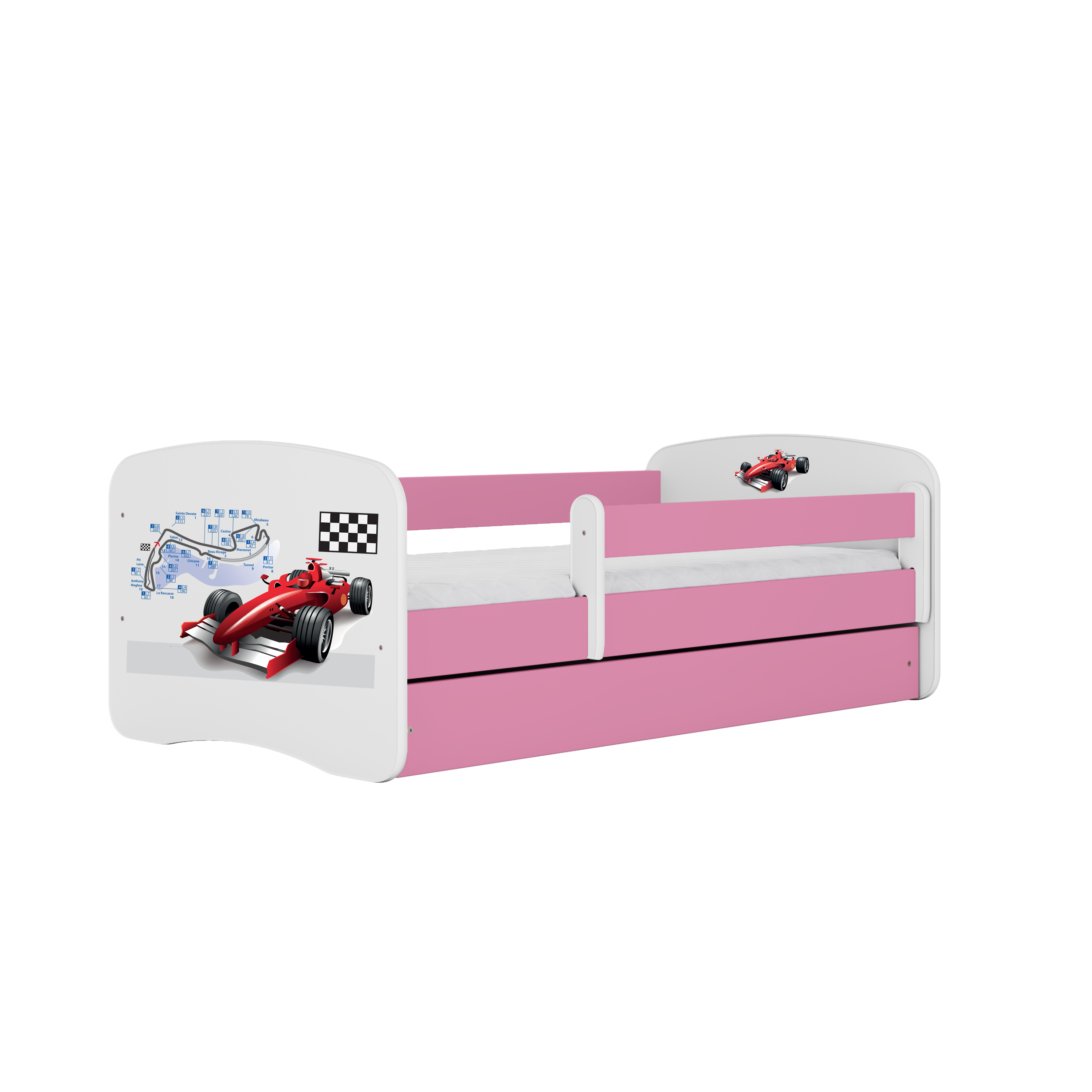 KINDERBETT Formel 1 mit Schublade 140/70 80/61/144 - Rosa, Holzwerkstoff (70/140cm) - RAUMHIRSCH FURNITURE