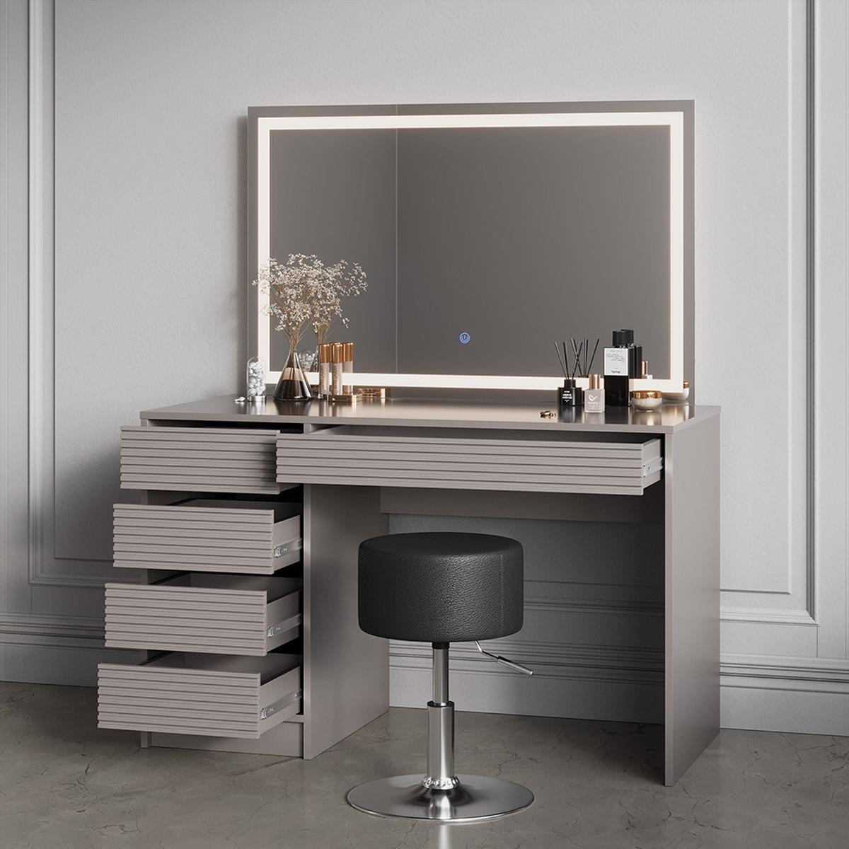 SCHMINKTISCH Imola Cashmere 120 cm mit LED Beleuchtung - Kaschmir, Holzwerkstoff (120/75/55cm) - Livinity®