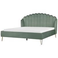 BETT mit Lattenrost 180/200 cm Samtstoff Grün Ambillou - Grün, Textil (180/200cm) - Beliani