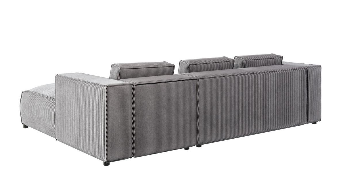 ECKSOFA Nova Hellgrau Cord, Ottomane rechts - Hellgrau/Schwarz, Holz/Kunststoff (262/176cm) - S-Style Möbel