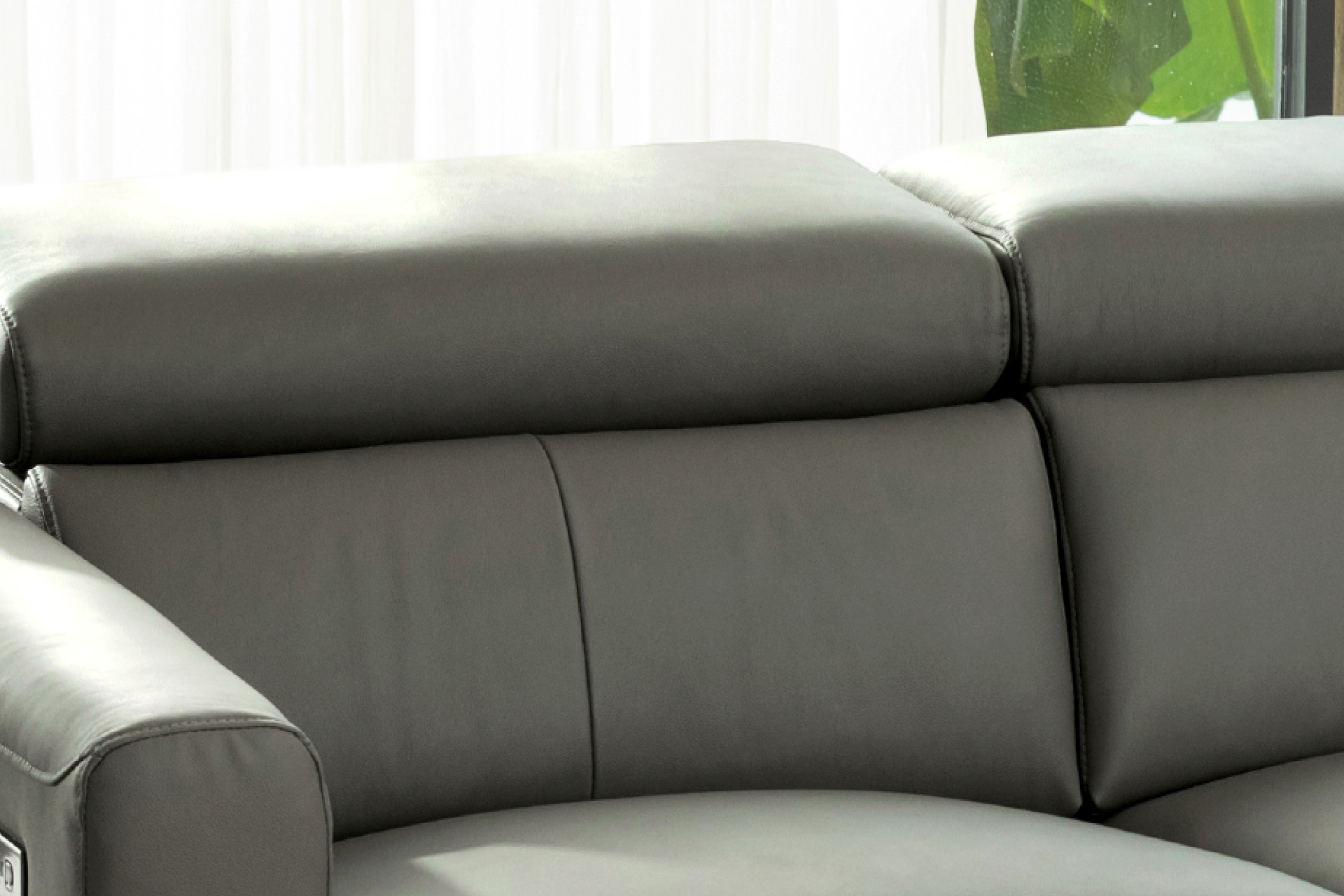 Wohnlandschaft dunkeldgrau Kopfteilverstellung manuell Wellenunterfederung Taschenfederkernpolsterung