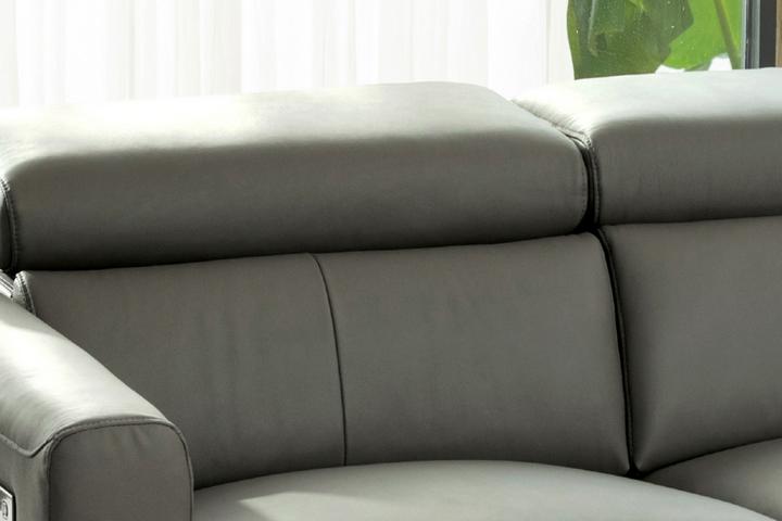 Wohnlandschaft dunkeldgrau Kopfteilverstellung manuell Wellenunterfederung Taschenfederkernpolsterung