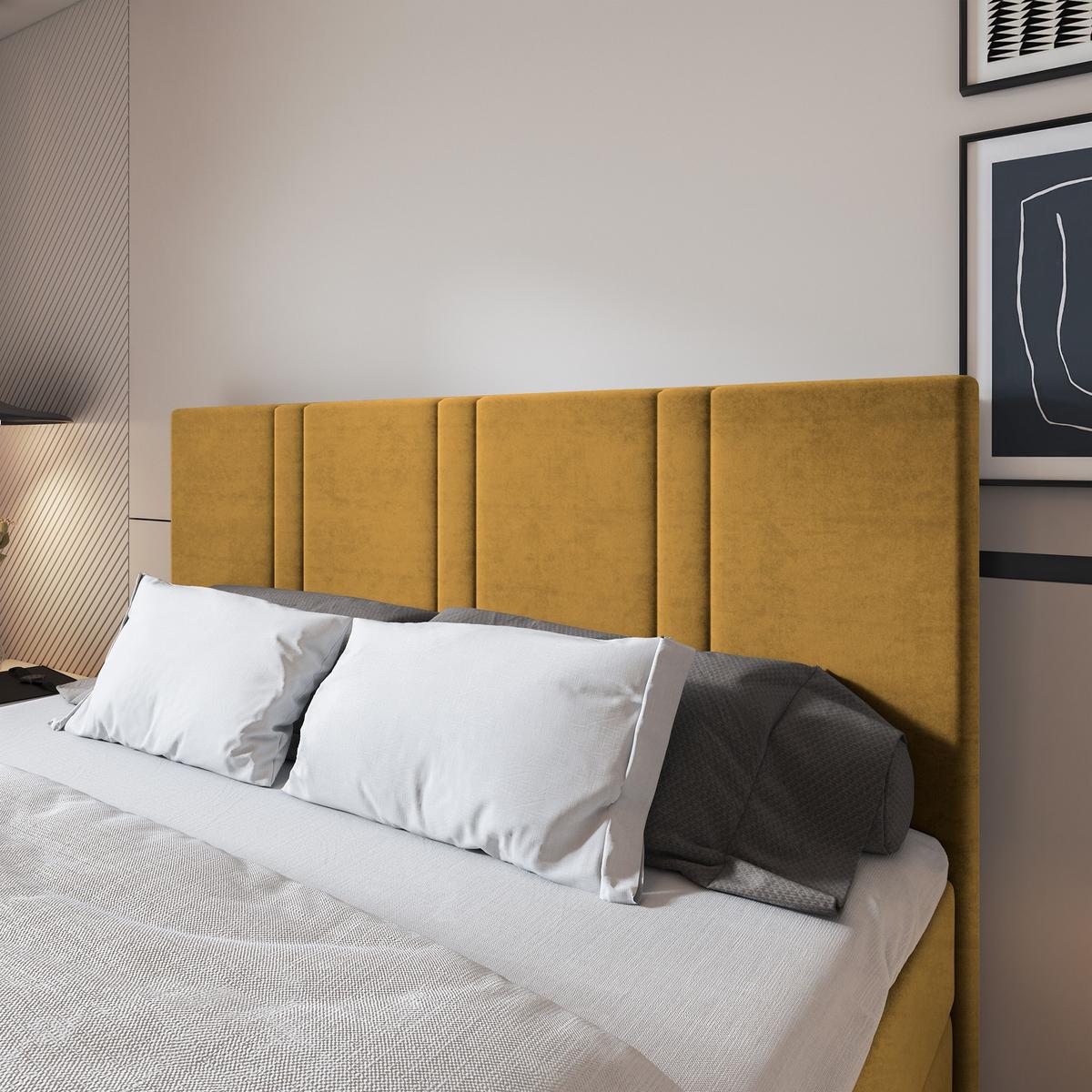BOXBETT COMOZA 200x200 cm mit Matratze und Topper, H2+H3 - Gelb - Gelb, Holz (200/200cm) - MASSENO