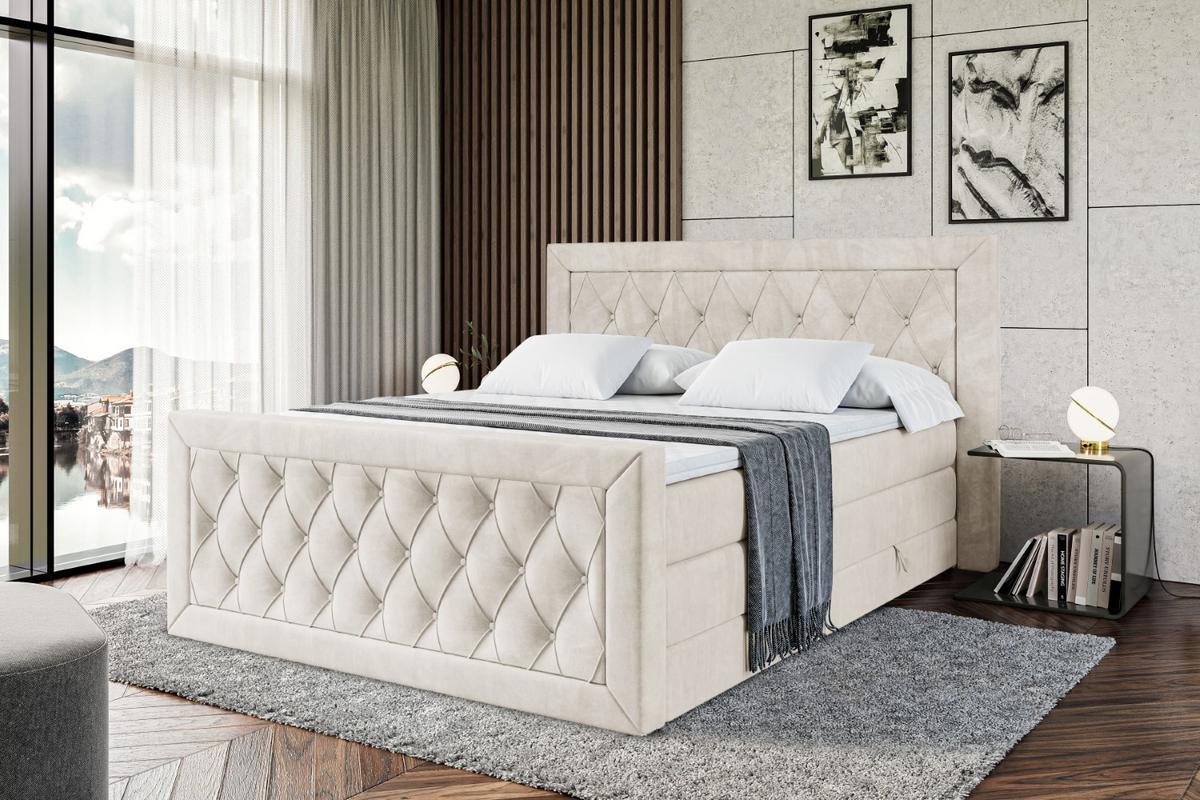 BOXSPRINGBETT NOEL-Z KING - 200 x 200 - H3/H4 - Ecru - Ecru, Holzwerkstoff (200/200cm) - ALTDECOR