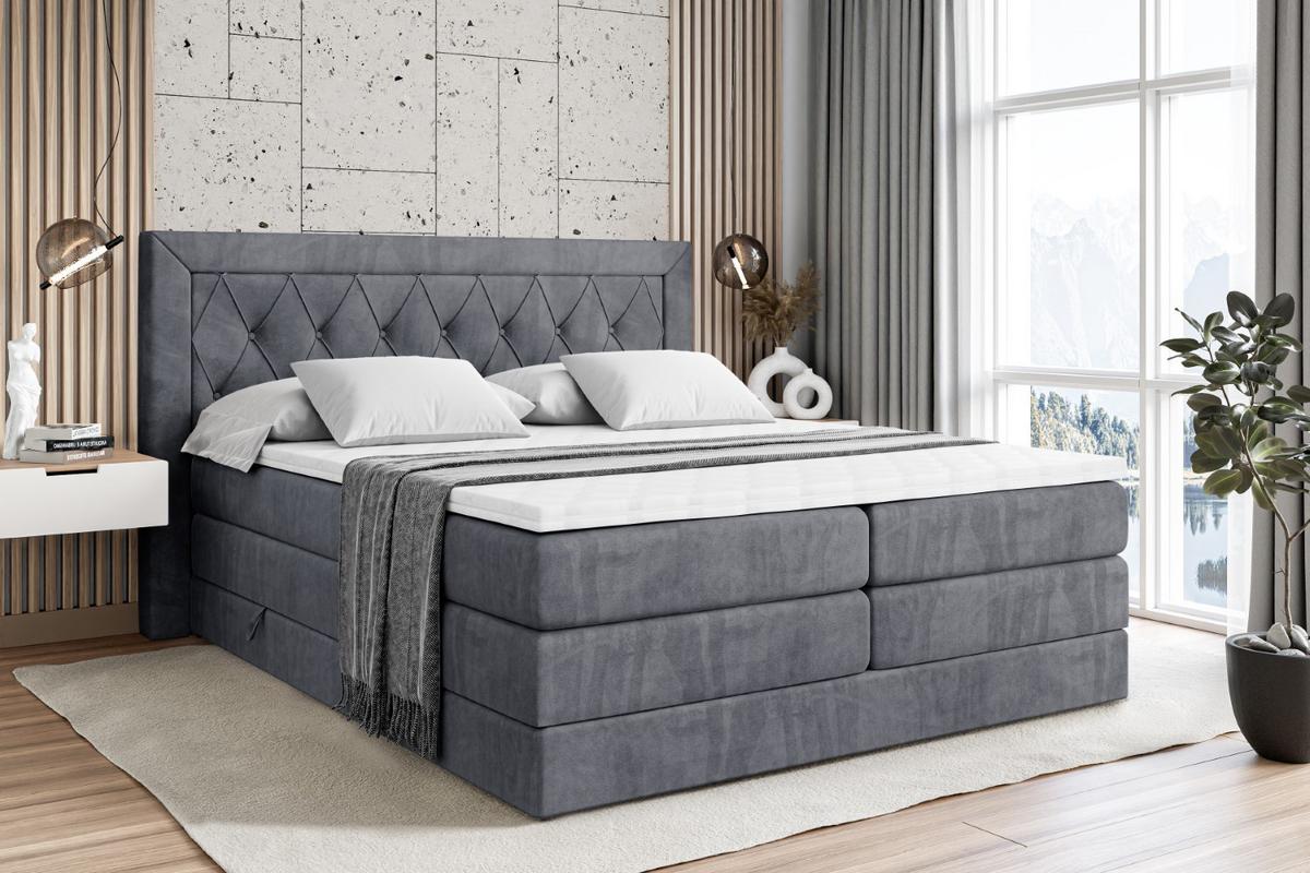BOXSPRINGBETT NOEL KING - 140 x 200 - H3/H4 - Dunkelgrau - Dunkelgrau, Holzwerkstoff (140/200cm) - ALTDECOR