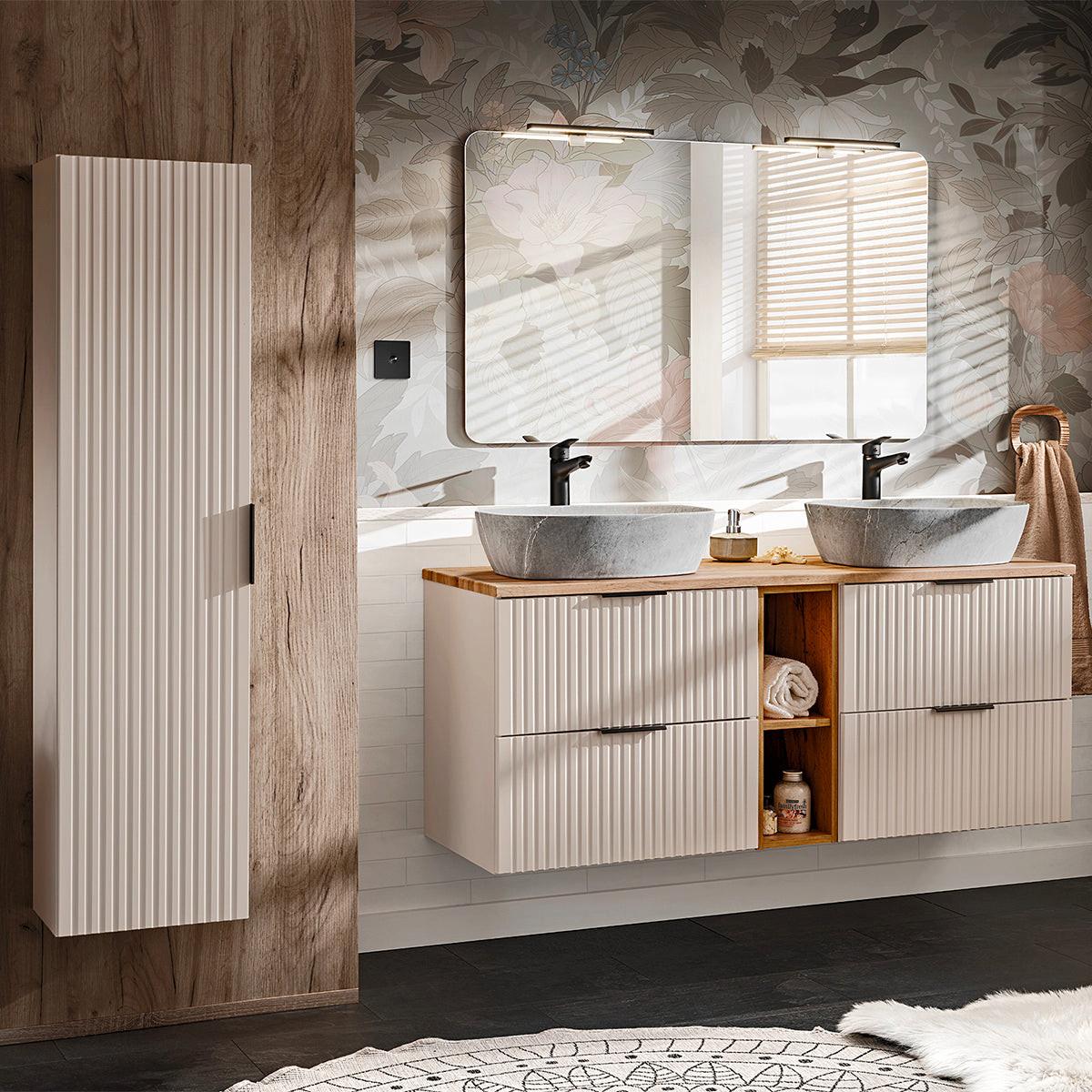 WASCHTISCHUNTERSCHRANK 140.8cm Adriel Kaschmir und Holz - Beige, Holzwerkstoff (140.8/59/46cm) - Petits-meubles
