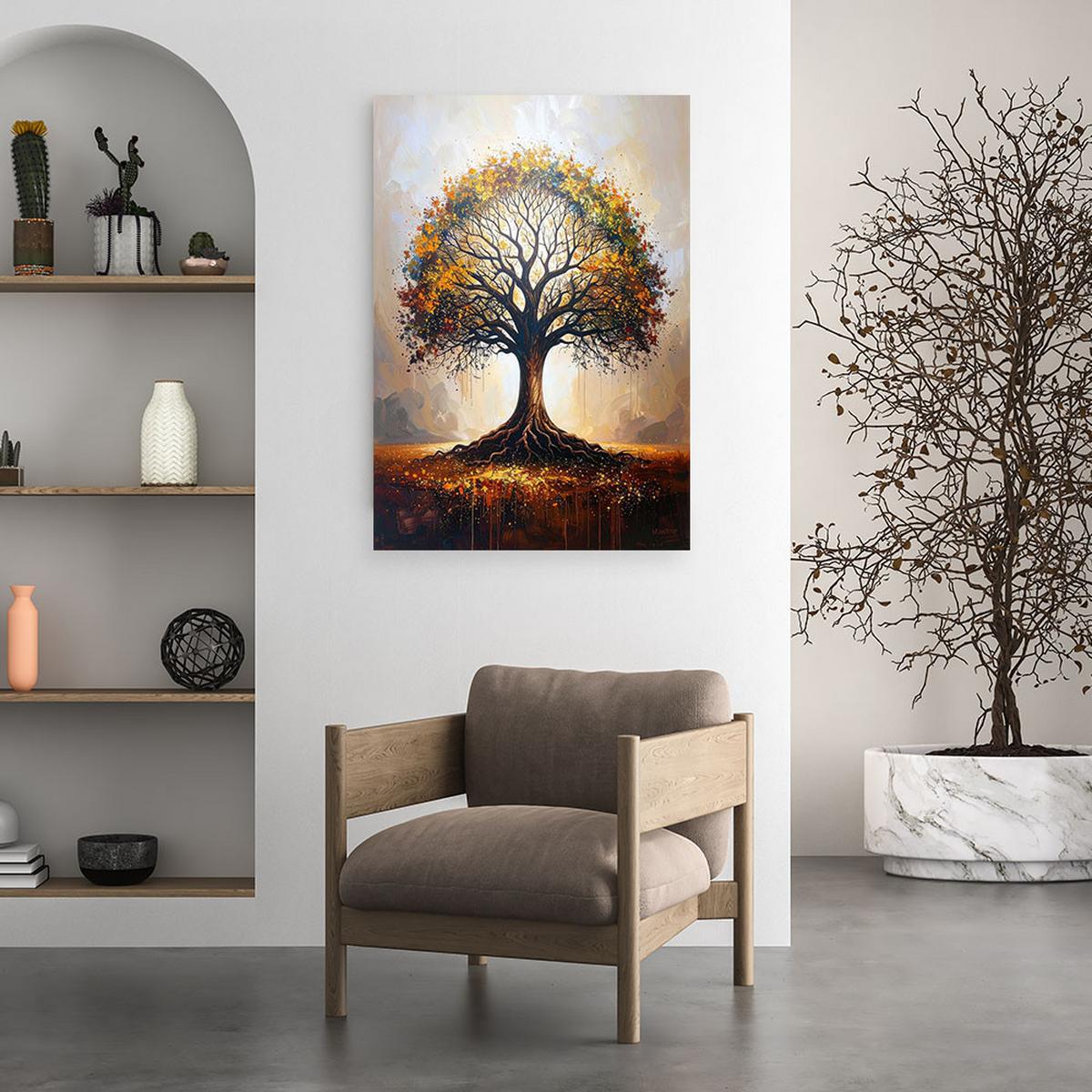 BILD auf Leinwand, Bunter Baum der Liebe Natur - Grün, Textil (60/90cm) - Feeby