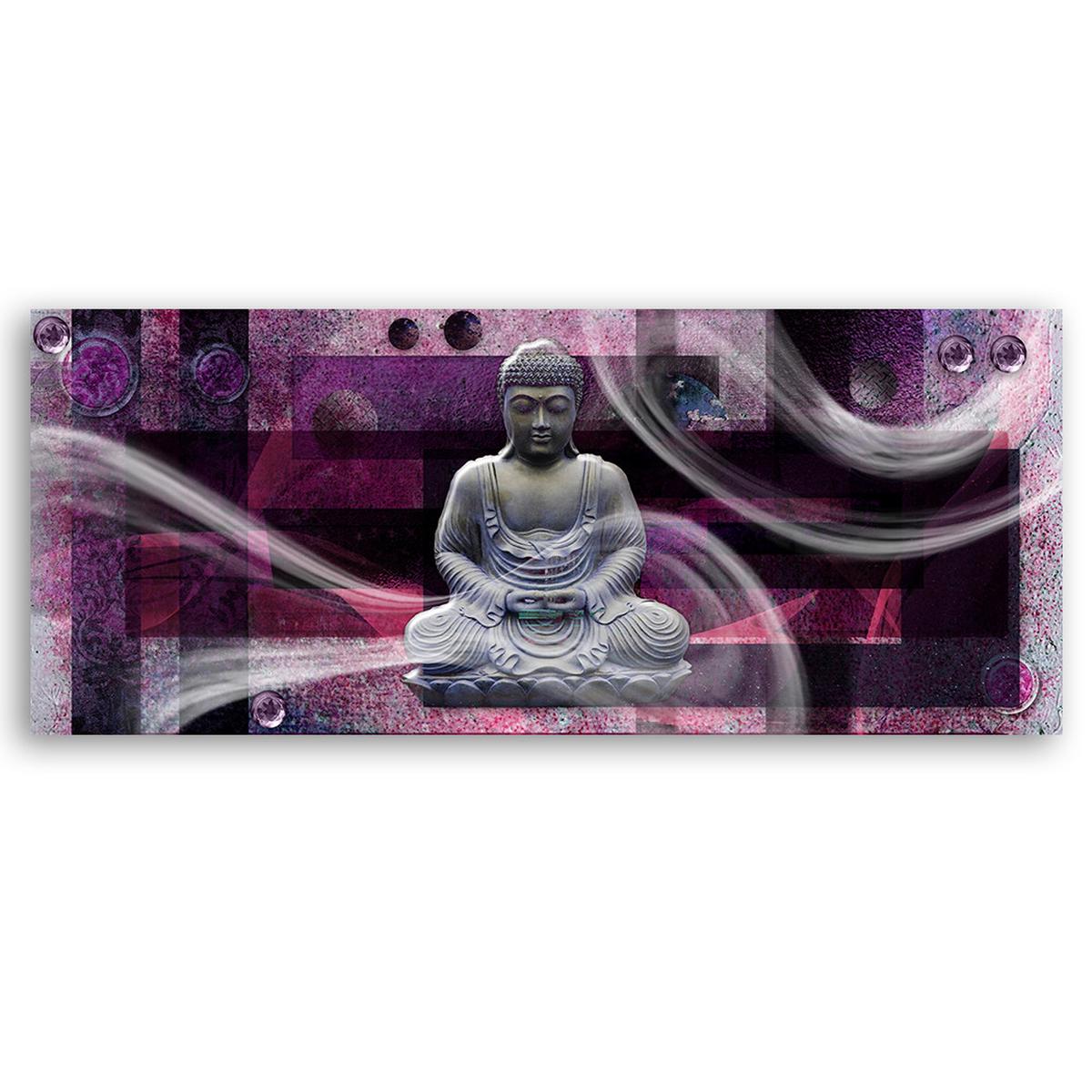 WANDBILD buddha feng shui - Lila, Textil (90/30cm) - Feeby