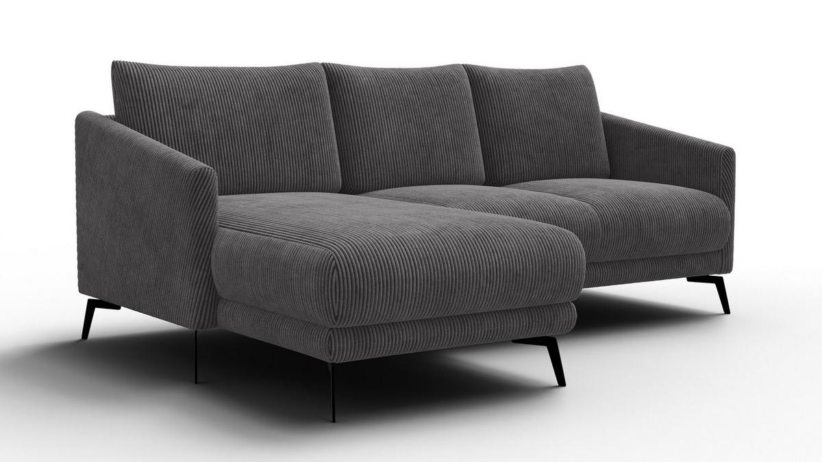 ECKSOFA VILT 3-Sitzer, dunkelgrau - Dunkelgrau/Schwarz, Holzwerkstoff/Textil (221/156cm) - Wozimo