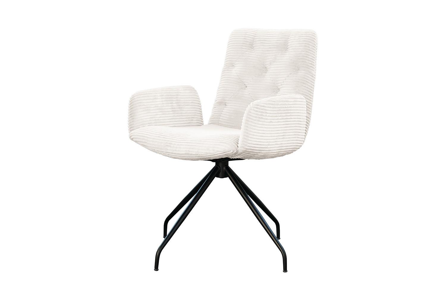 DREHSTUHL NEW CHARME Weiß Cord (1er-Set) - Weiß, Textil (59/87/66cm) - KAWOLA