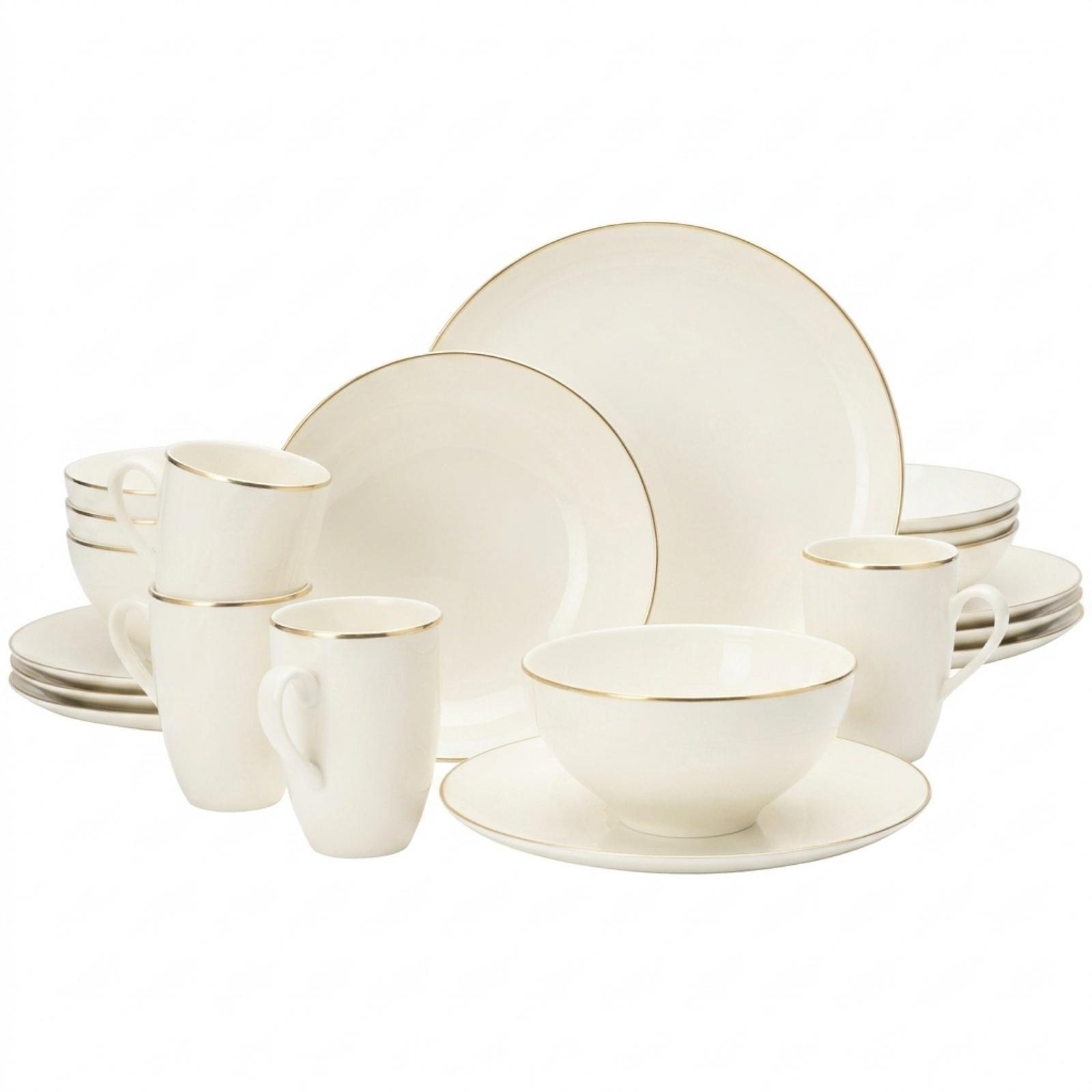 KOMBISERVICE Savona Goldlinie creme-gold 20-tlg. - Goldfarben/Creme, Keramik (2/2/2cm) - Seltmann Weiden