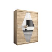 SCHWEBETÜRENSCHRANK 200/150/62 2-türig - Silberfarben/Sonoma Eiche, Holz/Kunststoff (150/200/62cm) - MÖBEL KRYSPOL
