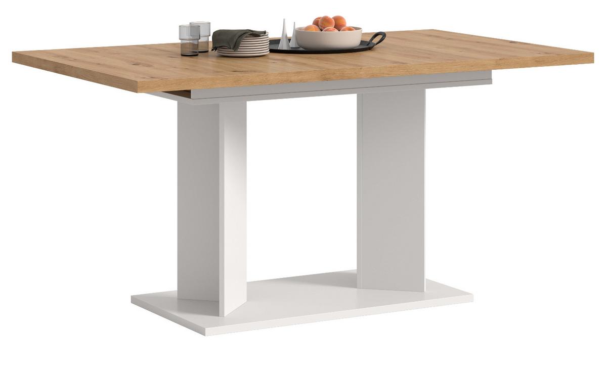 ESSTISCH Eiche Artisan, weiß 150 - 190 x 90 cm, Küchentisch ausziehbar - Eiche Artisan/Weiß, Holzwerkstoff (90/150/76cm) - Inn.Furn
