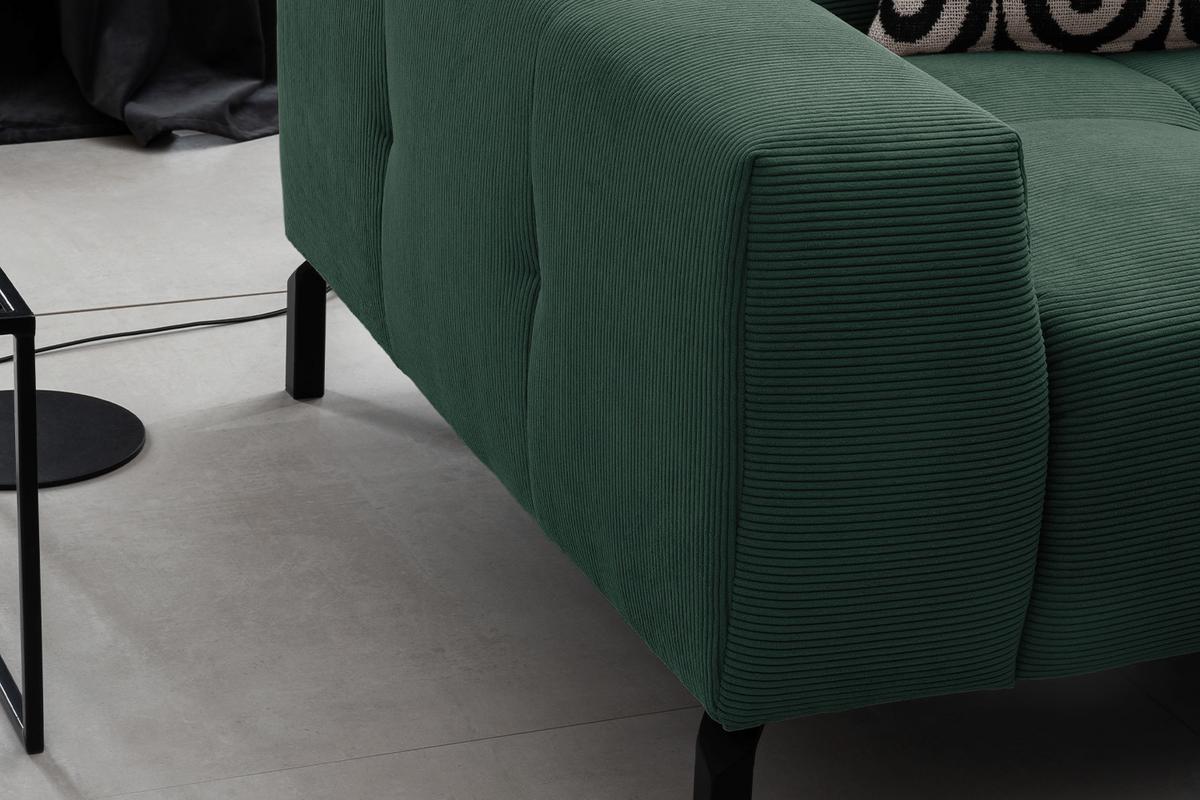 ECKSOFA MIT MOTORISCHEM SITZVORZUG OHIO Smaragdgrün Cord Relaxfunktion - Smaragdgrün/Schwarz, Textil/Metall (311/219cm) - KAWOLA