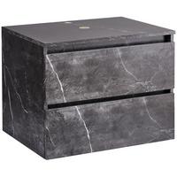 WASCHBECKENUNTERSCHRANK wandmontiertk 60 cm Schwarzer Marmor Serra - Schwarz, Holzwerkstoff (60/47/47cm) - Beliani