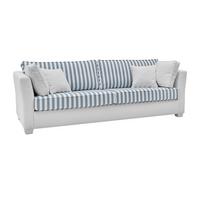 SOFA 3-Sitzer creme blau gestreift, Landhaus 240 cm, Couch inklusive Kissen - Blau/Creme, Holz/Textil (240/88/96cm) - Furn.Design
