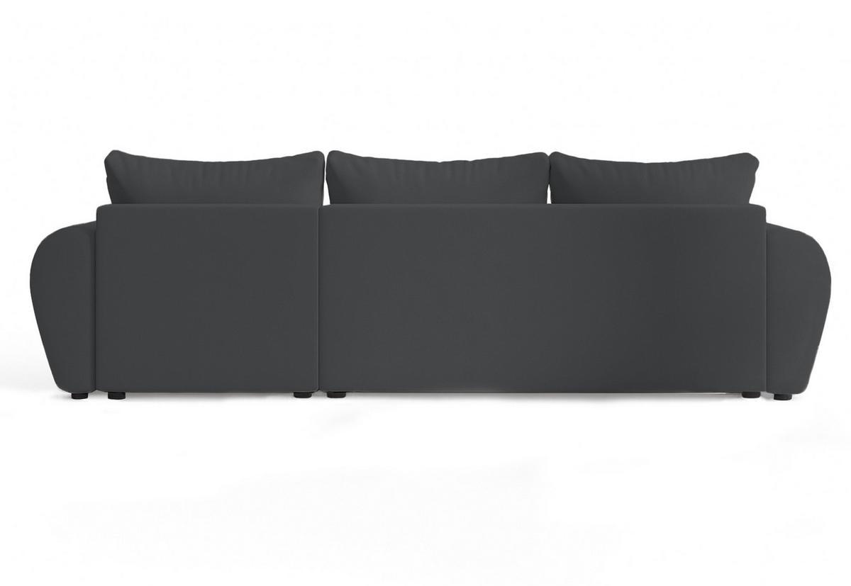 ECKSOFA L Form Malatya Dunkelgrau 246/145/80 cm stilvolle mit Schlaffunktion R - Dunkelgrau/Schwarz, Kunststoff/Textil (246/145cm) - AX Living