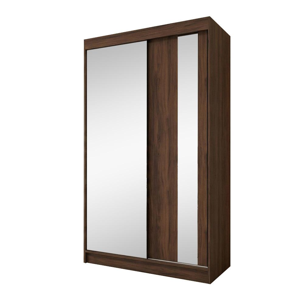 SCHWEBETÜRENSCHRANK Gaja II mit Schubladen und Spiegel 120/216/61 Walnuss - Walnussfarben, Holzwerkstoff (120/216/61cm) - Beautysofa