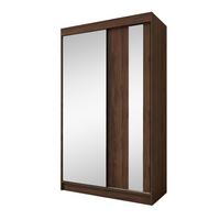 SCHWEBETÜRENSCHRANK Gaja II mit Schubladen und Spiegel 120/216/61 Walnuss - Walnussfarben, Holzwerkstoff (120/216/61cm) - Beautysofa